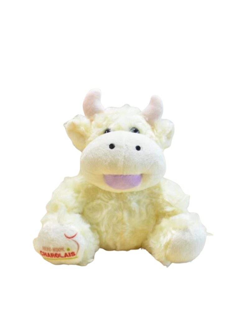 Réalisation Peluche vache Charolais Expansion par Planète Peluches